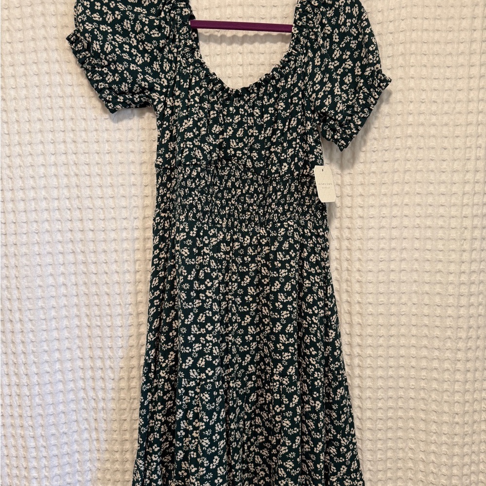 Altar'd State Dark Green Floral Midi Dress